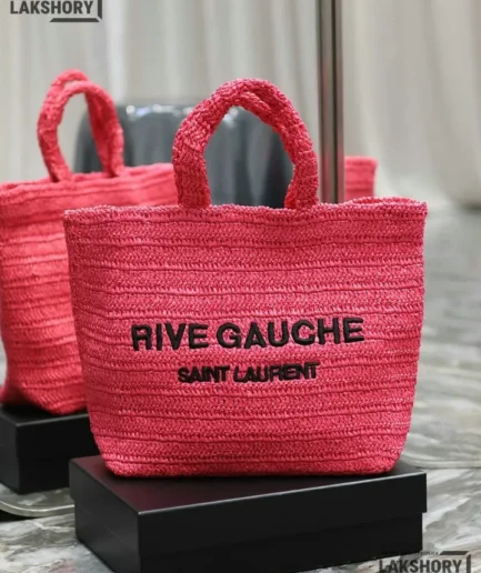 YSL 1:1 Mirror Replica Raffia Embroidered Rive Gauche Tote Bag 38CM/15IN Replica Tote Bags