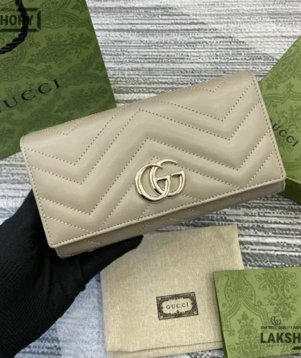Gucci 1:1 Mirror Replica GG Marmont Continental Wallet Beige 19CM/7.5IN Gucci Replica Marmont Bags