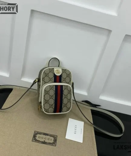Gucci 1:1 Mirror Replica GG Supreme Web Mini Ophidia Zip Bag 16CM/6.3IN Gucci Replica Ophidia Bags