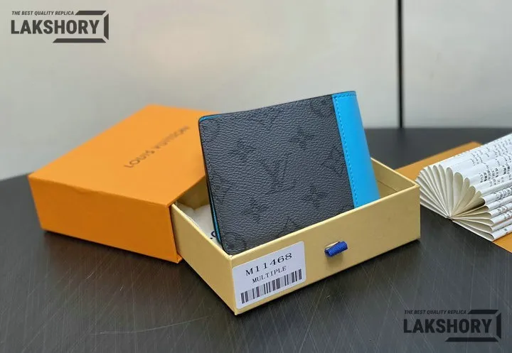 Louis Vuitton 1:1 Mirror Replica Multiple Wallet Monogram Eclipse Turquoise 9CM/3.5IN Louis Vuitton Replica Wallets Louis Vuitton 1:1 Mirror Replica Multiple Wallet Monogram Eclipse Turquoise 9CM/3.5IN Louis Vuitton Replica Wallets