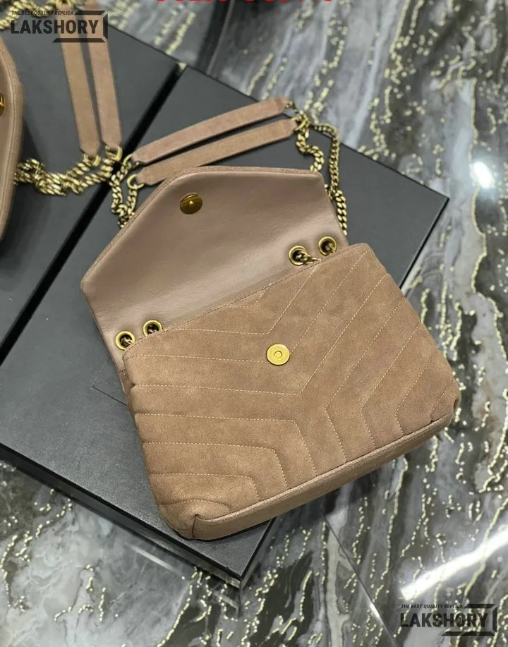 YSL 1:1 Mirror Replica Suede Calfskin Small Loulou Chain Satchel 24CM/9.4IN Replica Crossbody Bags YSL 1:1 Mirror Replica Suede Calfskin Small Loulou Chain Satchel 24CM/9.4IN Replica Crossbody Bags