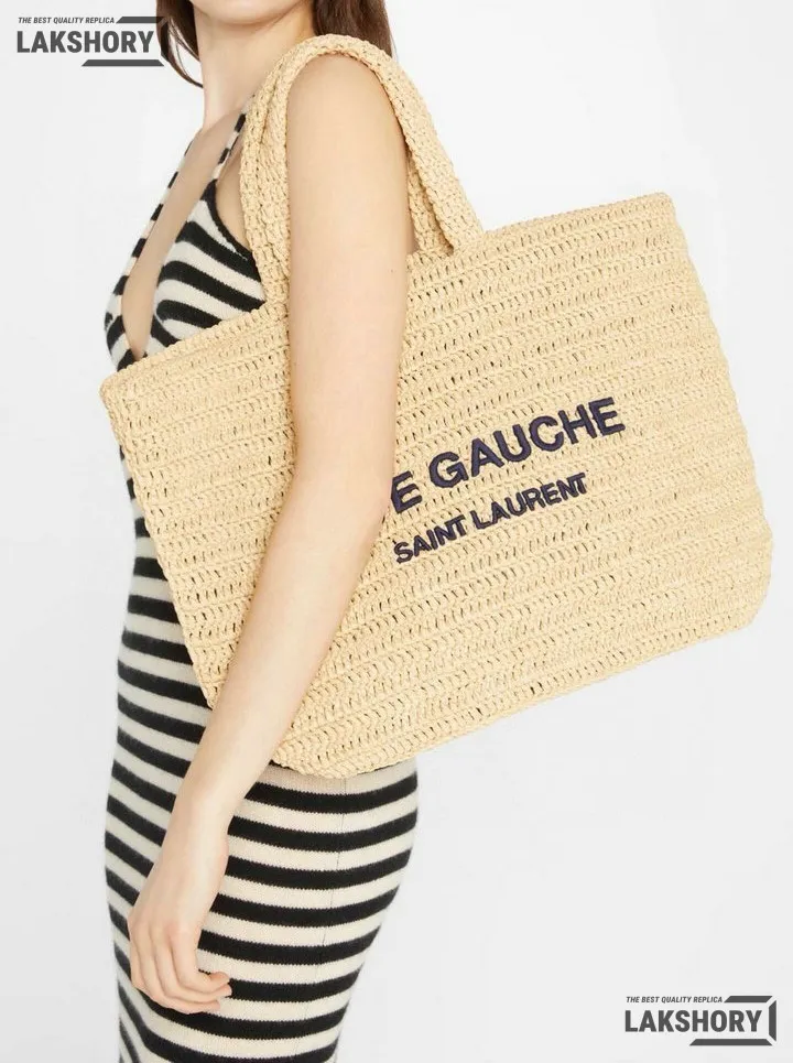 YSL 1:1 Mirror Replica Rive Gauche Supple Raffia Tote Bag Natural 38CM/15IN Replica Tote Bags YSL 1:1 Mirror Replica Rive Gauche Supple Raffia Tote Bag Natural 38CM/15IN Replica Tote Bags
