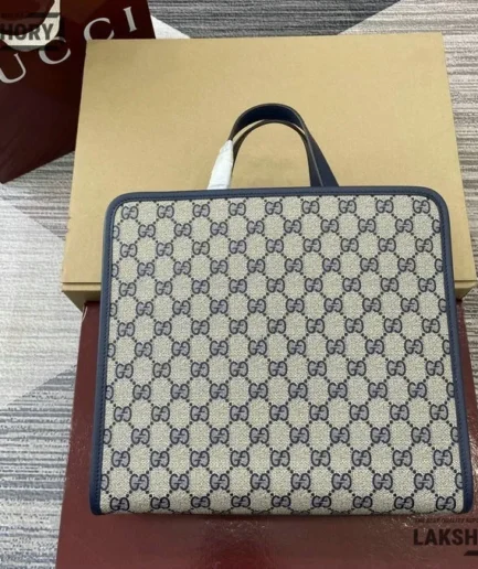 Gucci 1:1 Mirror Replica Children’s Printed GG Tote Bag Beige Blue 28.5CM/11.2IN Gucci Replica Ophidia Bags