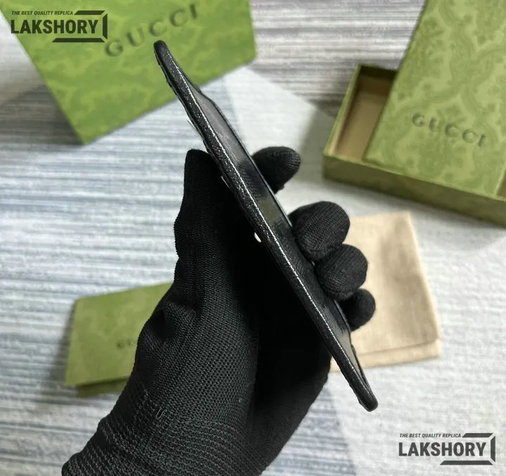 Gucci 1:1 Mirror Replica Card Holder Black GG Crystal Fabric 7.5CM/3IN Gucci Replica Wallets Gucci 1:1 Mirror Replica Card Holder Black GG Crystal Fabric 7.5CM/3IN Gucci Replica Wallets