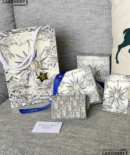 Dior 1:1 Mirror Replica Jacquard Saddle 5 Gusset Saddle Card Holder 7CM/2.8IN Christian Dior Replica Wallets