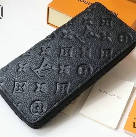 Louis Vuitton 1:1 Mirror Replica Zippy Horizontal Wallet Black 19CM/7.5IN Louis Vuitton Replica Wallets
