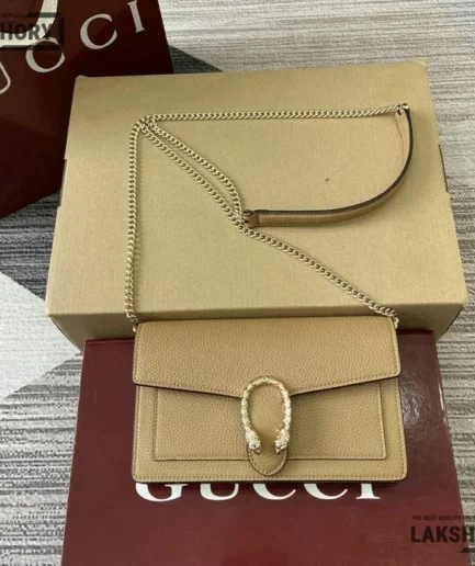 Gucci 1:1 Mirror Replica Dionysus Leather Wallet On Chain 20CM/7.9IN Gucci Replica Dionysus Bags