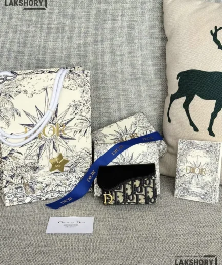 Dior 1:1 Mirror Replica Saddle Bloom Card Holder Smooth Calfskin 7CM/2.8IN Christian Dior Replica Wallets