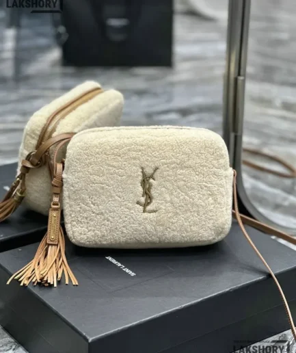 YSL 1:1 Mirror Replica Lou Shearling Small Camera Bag 23CM/9.1IN Replica Crossbody Bags