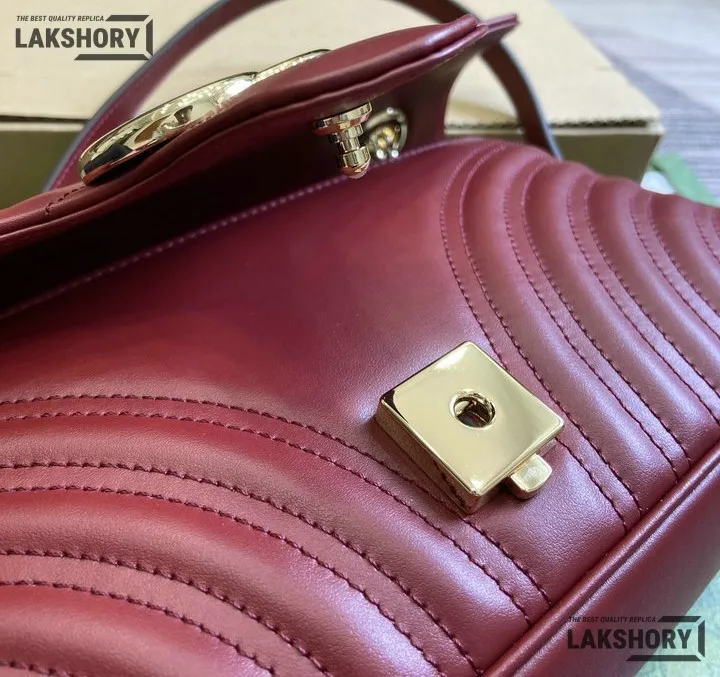 Gucci 1:1 Mirror Replica GG Marmont Medium Leather Bag Red 26CM/10.2IN Gucci Replica Marmont Bags Gucci 1:1 Mirror Replica GG Marmont Medium Leather Bag Red 26CM/10.2IN Gucci Replica Marmont Bags