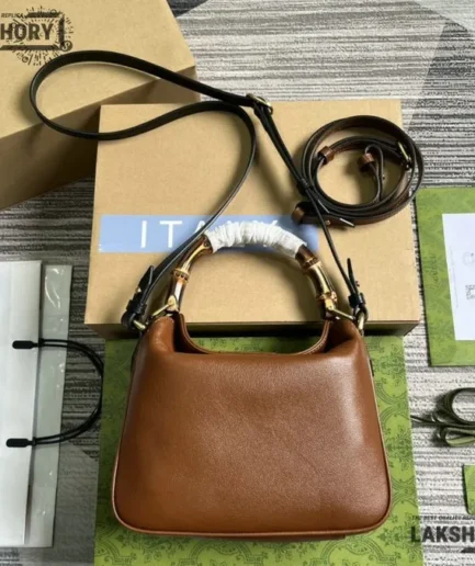 Gucci 1:1 Mirror Replica Calfskin Diana Bamboo Handle Tote Bag Gucci Replica Bamboo Bags