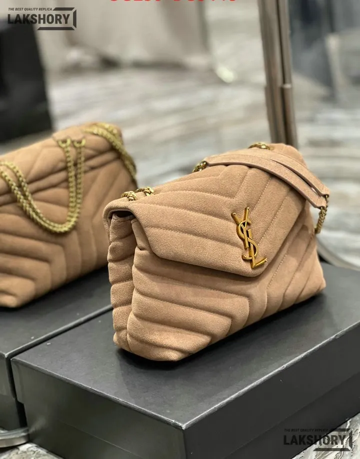 YSL 1:1 Mirror Replica Suede Calfskin Small Loulou Chain Satchel 24CM/9.4IN Replica Crossbody Bags YSL 1:1 Mirror Replica Suede Calfskin Small Loulou Chain Satchel 24CM/9.4IN Replica Crossbody Bags