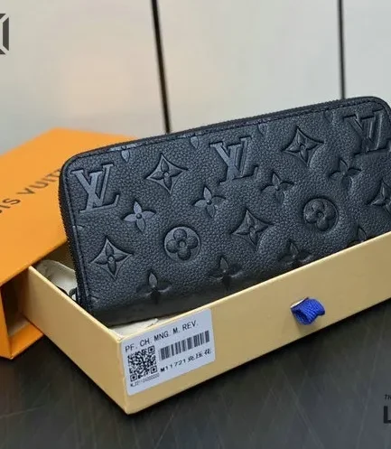 Louis Vuitton 1:1 Mirror Replica Zippy Wallet Horizontal Black 21CM/8.3IN Louis Vuitton Replica Wallets