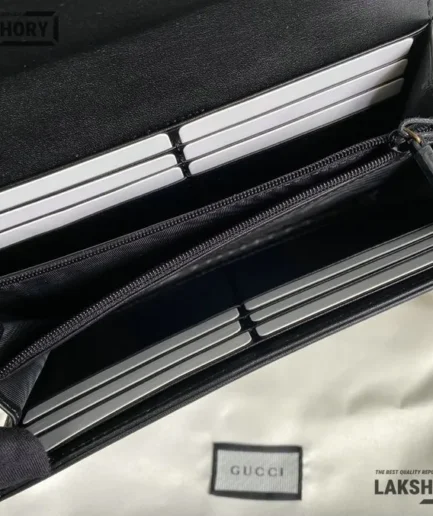Gucci 1:1 Mirror Replica GG Marmont Continental Wallet Black 19.5CM/7.7IN Gucci Replica Wallets
