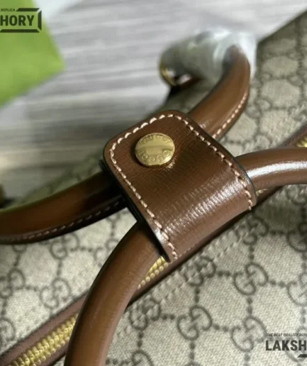 Gucci 1:1 Mirror Replica Azalea Retro Interlocking G Duffle Beige Brown 42CM/16.5IN Gucci Replica Ophidia Bags