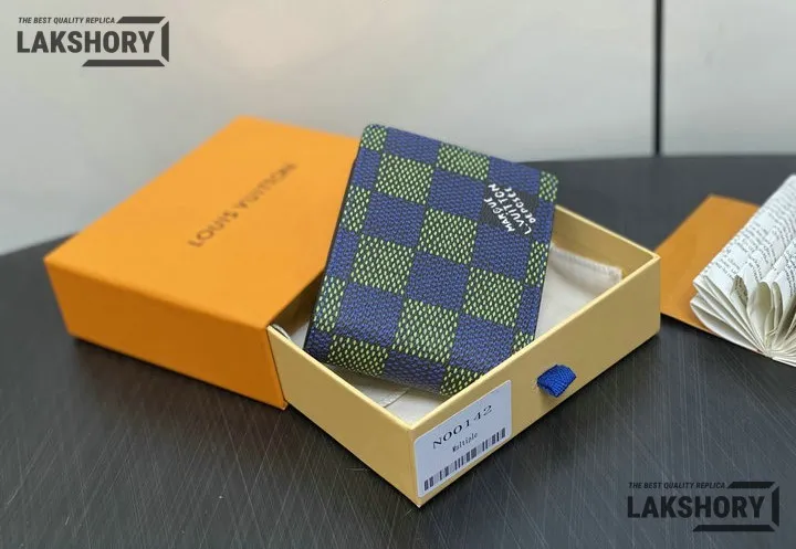 Louis Vuitton 1:1 Mirror Replica Multiple Wallet Damier Heritage Blue Green 19.5CM/7.7IN Louis Vuitton Replica Wallets Louis Vuitton 1:1 Mirror Replica Multiple Wallet Damier Heritage Blue Green 19.5CM/7.7IN Louis Vuitton Replica Wallets