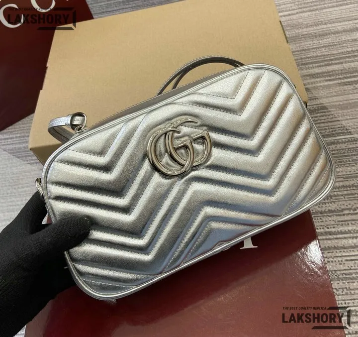 Gucci 1:1 Mirror Replica Matelasse Small GG Chain Marmont White 24CM/9.4IN Gucci Replica Marmont Bags Gucci 1:1 Mirror Replica Matelasse Small GG Chain Marmont White 24CM/9.4IN Gucci Replica Marmont Bags