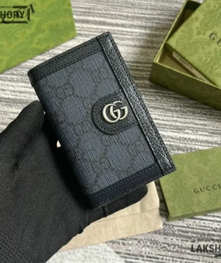 Gucci 1:1 Mirror Replica GG Monogram Bifold Ophidia Card Case 7.5CM/3IN Gucci Replica Wallets