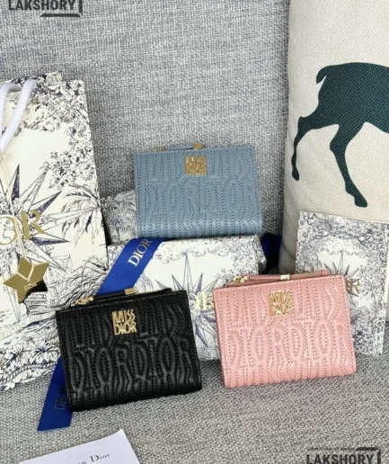 Dior 1:1 Mirror Replica Miss Dior Dahlia Wallet Lambskin Quilted 11.5CM/4.5IN Christian Dior Replica Wallets