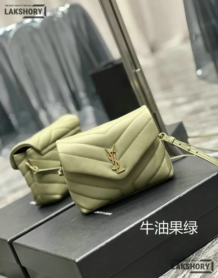 YSL 1:1 Mirror Replica Matelasse Toy Loulou Bag Light Sage 20CM/7.9IN Replica Crossbody Bags YSL 1:1 Mirror Replica Matelasse Toy Loulou Bag Light Sage 20CM/7.9IN Replica Crossbody Bags