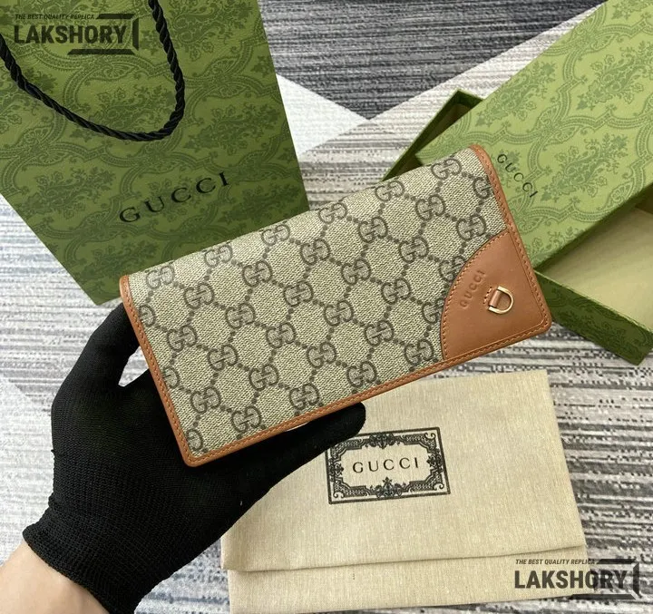 Gucci 1:1 Mirror Replica GG Emblem Continental Wallet Beige Black 11CM/4.3IN Gucci Replica Wallets Gucci 1:1 Mirror Replica GG Emblem Continental Wallet Beige Black 11CM/4.3IN Gucci Replica Wallets