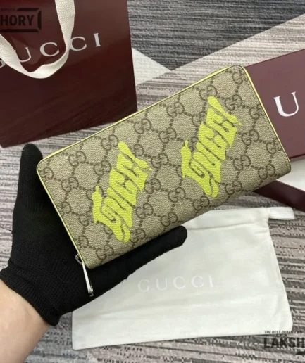 Gucci 1:1 Mirror Replica GG Monogram Zip Around Wallet w/ Print 19CM/7.5IN Gucci Replica Wallets