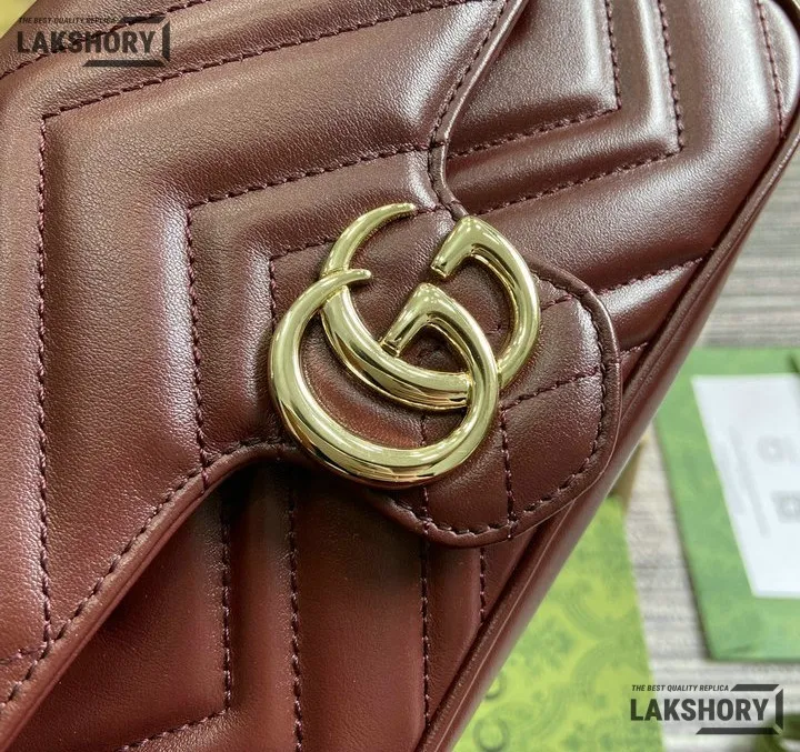 Gucci 1:1 Mirror Replica Marmont Small Burgundy Shoulder Bag 21CM/8.3IN Gucci Replica Marmont Bags Gucci 1:1 Mirror Replica Marmont Small Burgundy Shoulder Bag 21CM/8.3IN Gucci Replica Marmont Bags