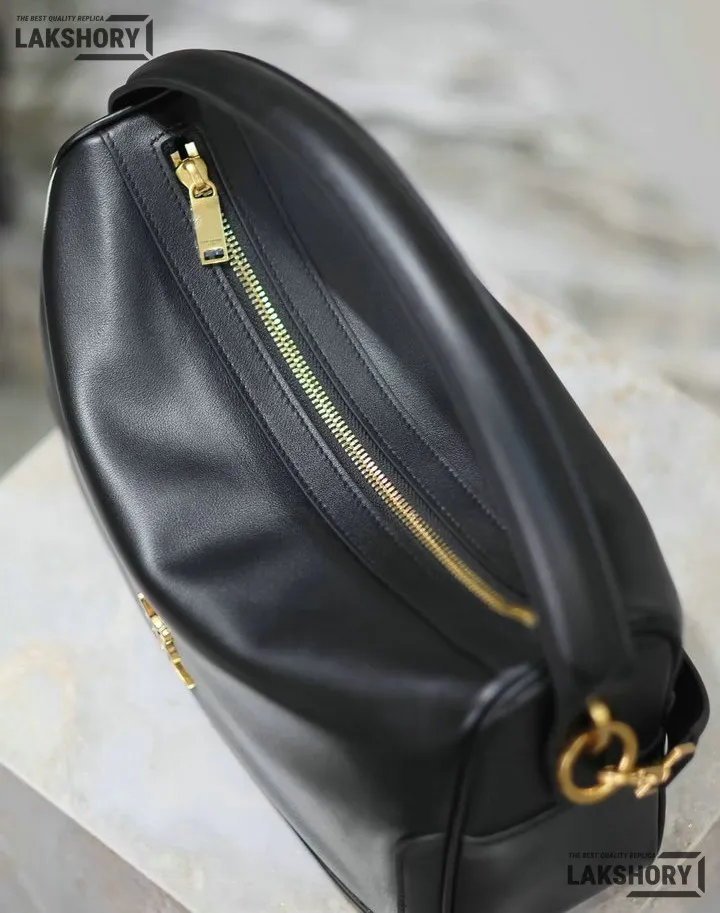 YSL 1:1 Mirror Replica Camera Supple Shoulder Bag Black 28CM/11IN Replica Hobo Bags YSL 1:1 Mirror Replica Camera Supple Shoulder Bag Black 28CM/11IN Replica Hobo Bags