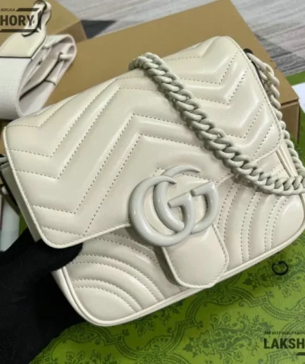 Gucci 1:1 Mirror Replica Matelasse Mini GG Marmont Rose Pink 18CM/7.1IN Gucci Replica Marmont Bags