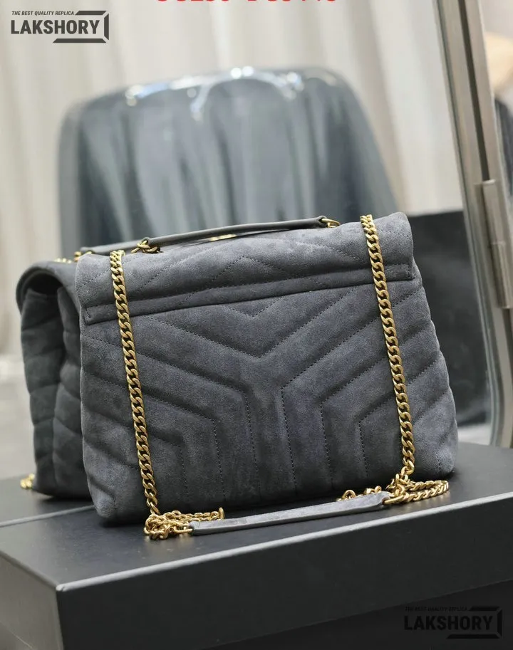 YSL 1:1 Mirror Replica Suede Calfskin Small Loulou Chain Satchel 24CM/9.4IN Replica Crossbody Bags YSL 1:1 Mirror Replica Suede Calfskin Small Loulou Chain Satchel 24CM/9.4IN Replica Crossbody Bags
