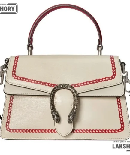 Gucci 1:1 Mirror Replica Lunar New Year Small Dionysus White Red 24.5CM/9.6IN Gucci Replica Dionysus Bags