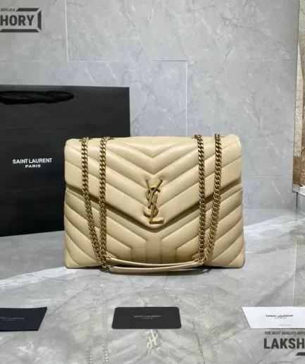 YSL 1:1 Mirror Replica Medium Quilted Leather LouLou Bag 32CM/12.6IN Replica Crossbody Bags