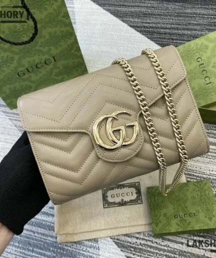 Gucci 1:1 Mirror Replica Mini GG Marmont Chain Wallet Matelasse 20CM/7.9IN Gucci Replica Marmont Bags