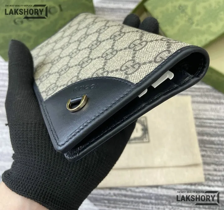 Gucci 1:1 Mirror Replica GG Emblem Continental Wallet Beige Black 11CM/4.3IN Gucci Replica Wallets Gucci 1:1 Mirror Replica GG Emblem Continental Wallet Beige Black 11CM/4.3IN Gucci Replica Wallets