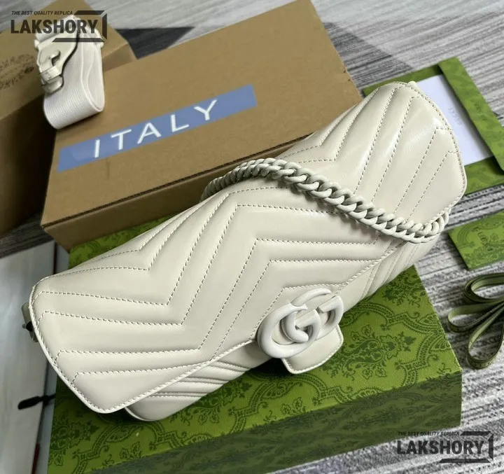 Gucci 1:1 Mirror Replica Matelasse GG Marmont 2.0 Monochrome Bag 26.5CM/10.4IN Gucci Replica Marmont Bags Gucci 1:1 Mirror Replica Matelasse GG Marmont 2.0 Monochrome Bag 26.5CM/10.4IN Gucci Replica Marmont Bags