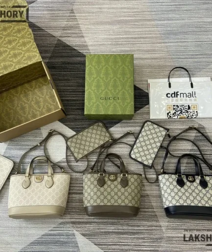 Gucci 1:1 Mirror Replica GG Supreme Mini Ophidia Tote Bag 22CM/8.7IN Gucci Replica Ophidia Bags