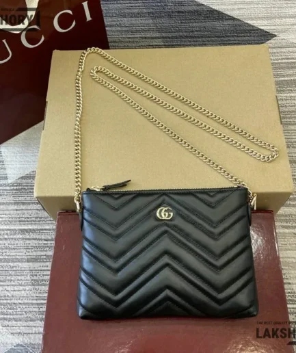Gucci 1:1 Mirror Replica GG Marmont Pochette With Chain 21CM/8.3IN Gucci Replica Marmont Bags