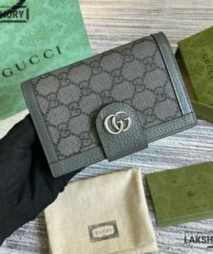 Gucci 1:1 Mirror Replica GG Supreme Ophidia Passport Case Grey 14CM/5.5IN Gucci Replica Wallets