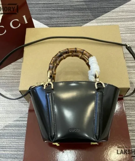 Gucci 1:1 Mirror Replica Mini Bamboo Top Handle Tote Bag 16CM/6.3IN Gucci Replica Bamboo Bags