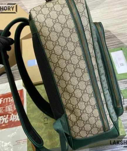 Gucci 1:1 Mirror Replica Medium backpack with Double G Green 40CM/15.7IN Gucci Replica Backpacks
