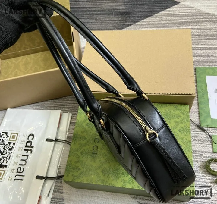 Gucci 1:1 Mirror Replica Medium GG Marmont Black White 25.5CM/10IN Gucci Replica Marmont Bags Gucci 1:1 Mirror Replica Medium GG Marmont Black White 25.5CM/10IN Gucci Replica Marmont Bags