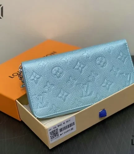Louis Vuitton 1:1 Mirror Replica Zippy Wallet Monogram Azur Frost 19.5CM/7.7IN Louis Vuitton Replica Wallets