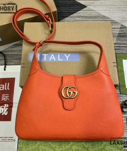 Gucci 1:1 Mirror Replica Goatskin Medium Aphrodite Deep Orange 39CM/15.4IN Gucci Replica Marmont Bags