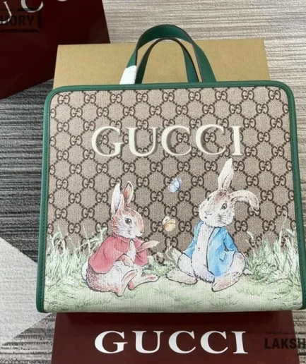 Gucci 1:1 Mirror Replica x Peter Rabbit Monogram-Pattern Tote Bag 28.5CM/11.2IN Gucci Replica Ophidia Bags