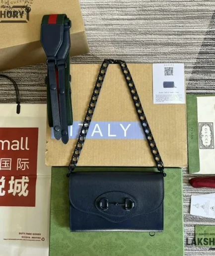 Gucci 1:1 Mirror Replica Azalea Horsebit 1955 Web Monochrome Mini 20CM/7.9IN Gucci Replica Horsebit Bags