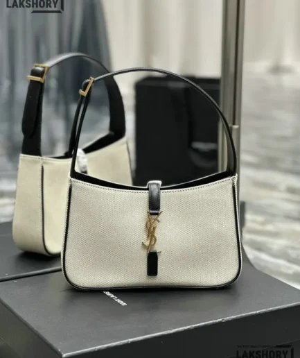 YSL 1:1 Mirror Replica Canvas Smooth Calfskin Le 5 A 7 Hobo 25CM/9.8IN Replica Hobo Bags