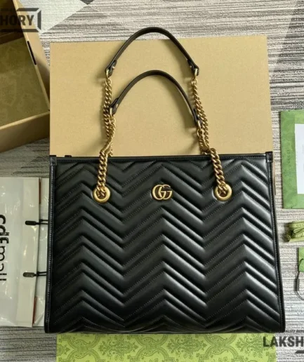 Gucci 1:1 Mirror Replica Calfskin Medium GG Marmont Tote 34CM/13.4IN Gucci Replica Marmont Bags