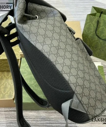 Gucci 1:1 Mirror Replica Ophidia Supreme Large Backpack Grey & Black 44CM/17.3IN Gucci Replica Backpacks