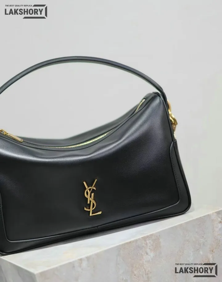 YSL 1:1 Mirror Replica Camera Supple Shoulder Bag Black 28CM/11IN Replica Hobo Bags YSL 1:1 Mirror Replica Camera Supple Shoulder Bag Black 28CM/11IN Replica Hobo Bags