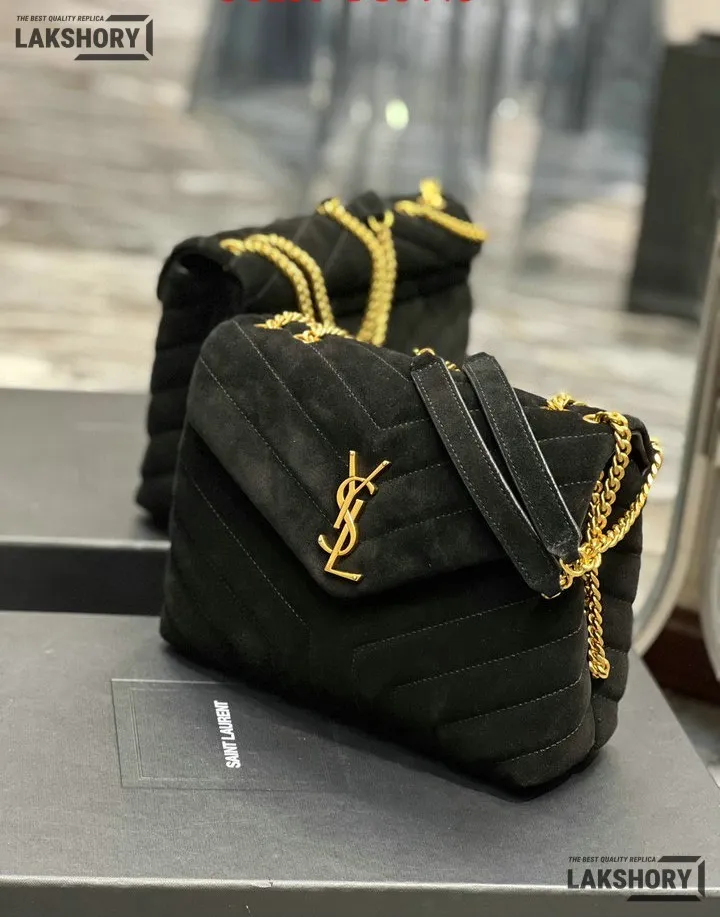 YSL 1:1 Mirror Replica Suede Calfskin Small Loulou Chain Satchel 24CM/9.4IN Replica Crossbody Bags YSL 1:1 Mirror Replica Suede Calfskin Small Loulou Chain Satchel 24CM/9.4IN Replica Crossbody Bags